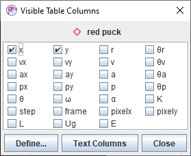 Selecting data columns