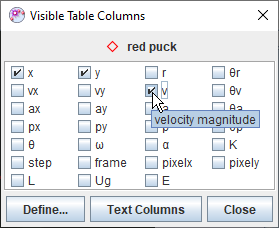 Selecting data columns