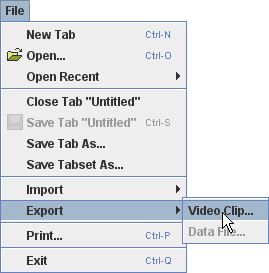 Export video clip menu item