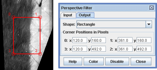 Perspective filter output