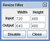 Resize filter properties