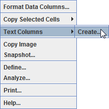 Creating a text column