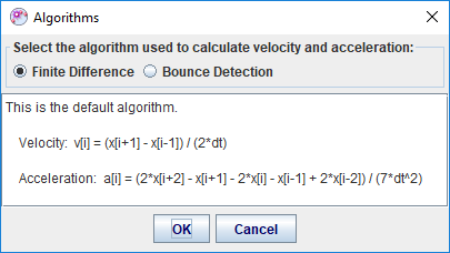 Velocity and acceleration algorithms